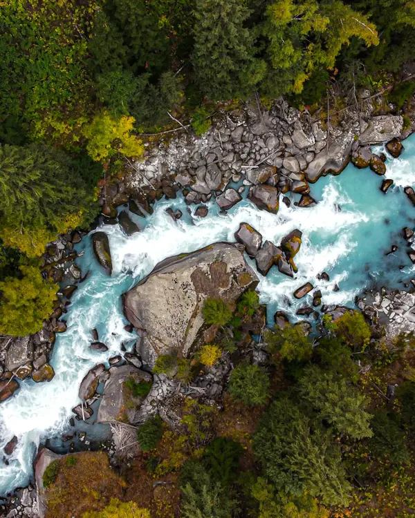 Aerial view of river Aerial view of river