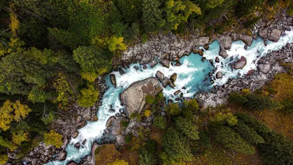 Aerial view of river Aerial view of river