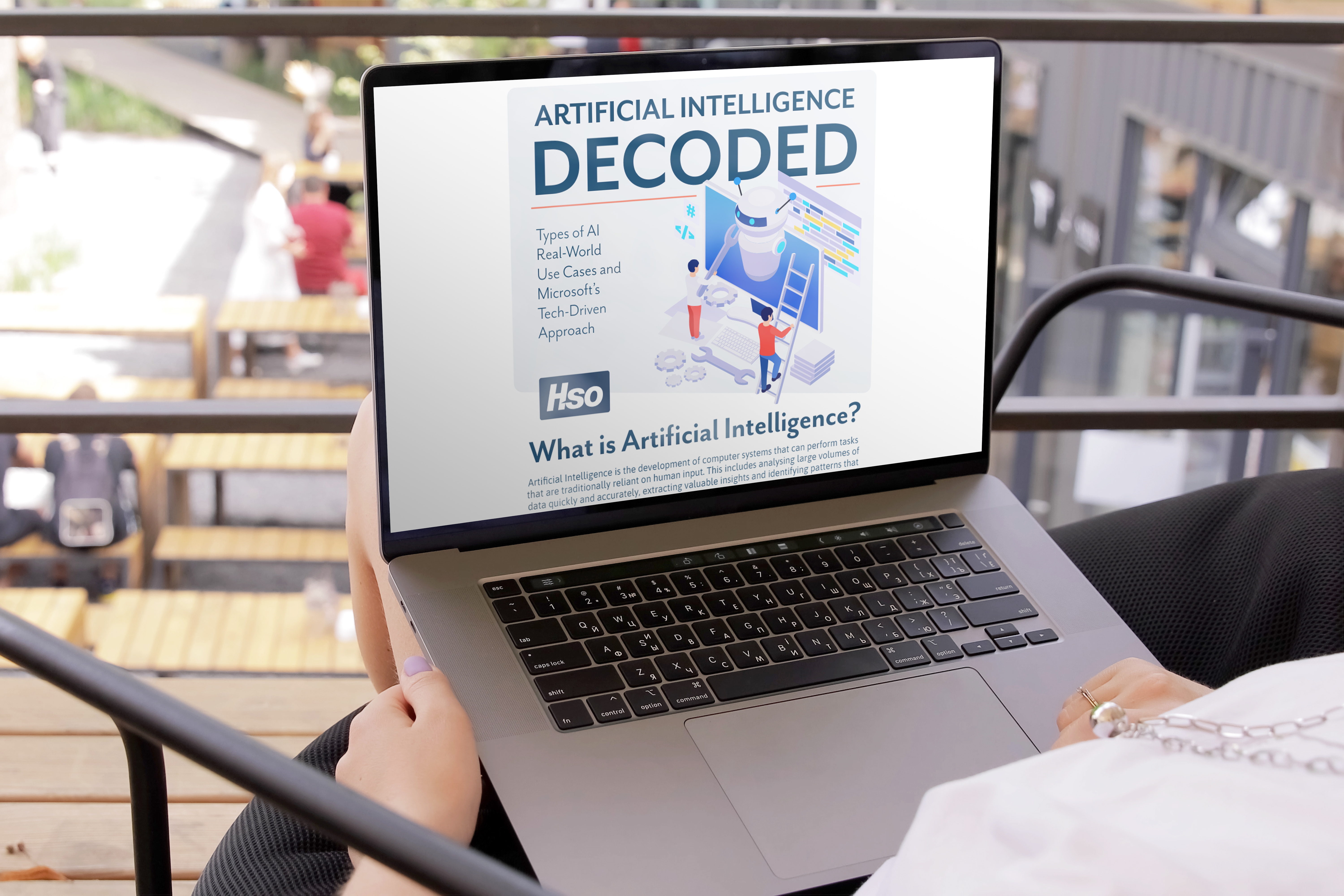 Laptop with AI infographic