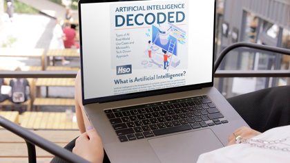 Laptop with AI infographic Laptop with AI infographic