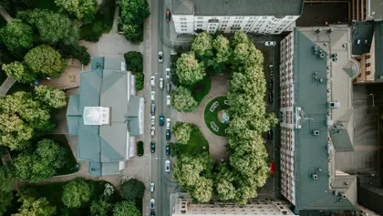 Arial view of a public space Arial view of a public space