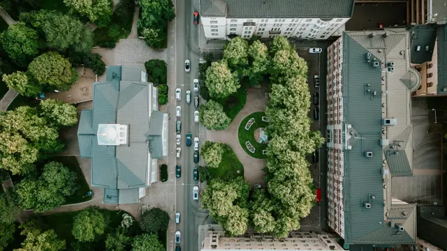 Arial view of a public space Arial view of a public space