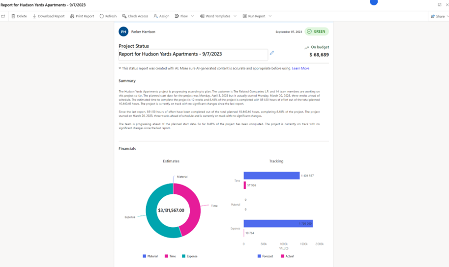 AI-generated Project Status Report