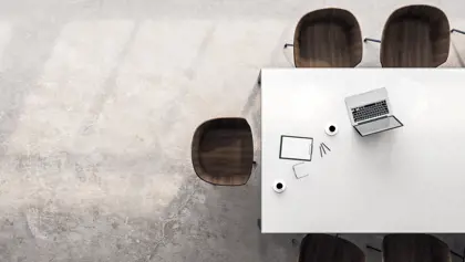 White table with chairs and a laptop White table with chairs and a laptop