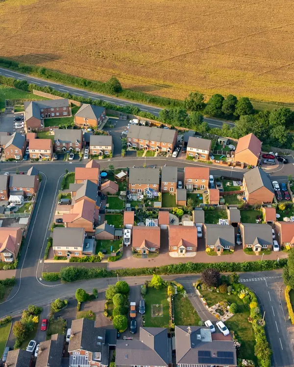 A bird's eye view of a group of houses A bird's eye view of a group of houses