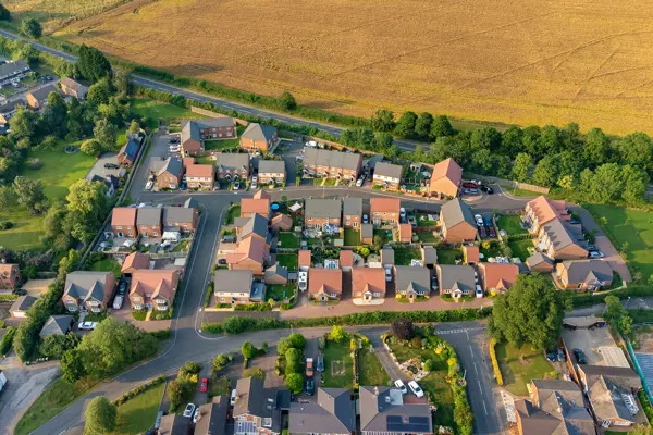 A bird's eye view of a group of houses A bird's eye view of a group of houses