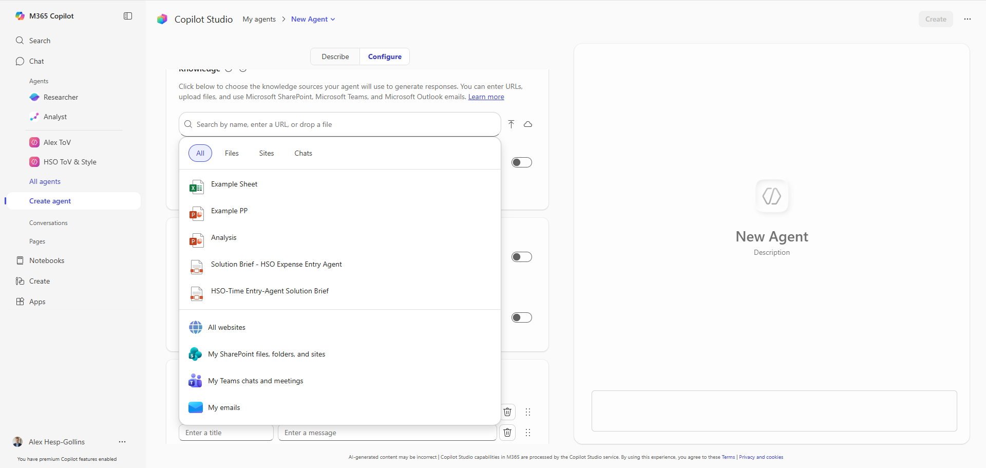 adding knowledge to a lite m365 agent