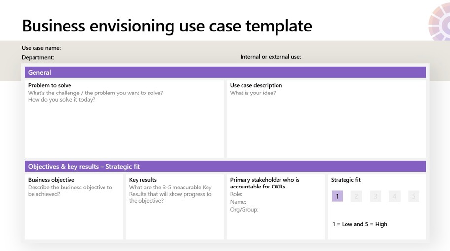 Microsoft Business envisioning use case template