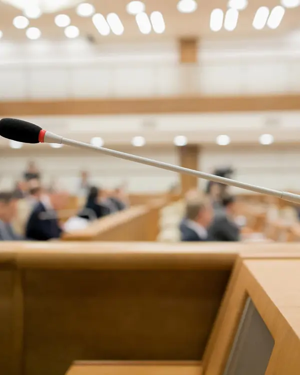 Microphone in a local government meeting Microphone in a local government meeting